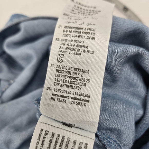 Abercrombie & Fitch Jumpsuit Chambray Belted Short Sleeve Blue Women's L Y2k 90s - Picture 5 of 11